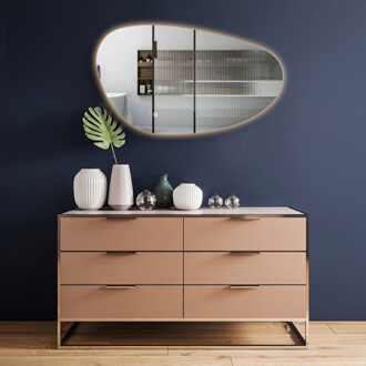 Badkamerspiegel met LED Verlichting en Verwarming 60cm - Afimera Nova - Randloos - Wandspiegel Organische Vorm - Touch Bediening - Dimbaar - Aanpasbare Lichtkleur Helder/Koud wit;Warm wit;Natuurlijk wit