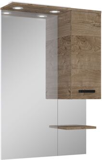 Badkamerspiegel Met Verlichting - Rechthoekig - Canela Eik - 80x104 Cm