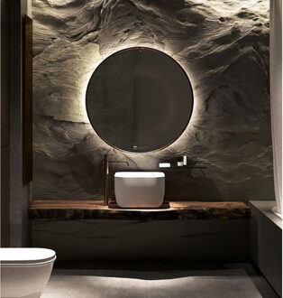 Badkamerspiegel Rond Martens & Meijer Miami Beach 100 cm Zwart Incl Indirecte Verlichting & Verwarming Mat Zwart