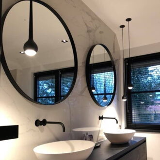 Badkamerspiegel Rond Martens & Meijer Miami Beach Zwart Incl Indirecte Verlichting & Verwarming - Spiegel Rond Miami Beach 60 cm