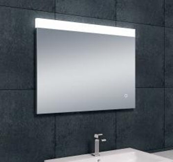 Badkamerspiegel Single 80x60cm Geintegreerde LED Verlichting Verwarming Anti Condens Touch Lichtschakelaar Dimbaar