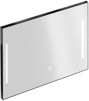 Badkamerspiegel Xenz Pacengo 100x70 cm Industrieel Zwart Frame met Verlichting en Spiegelverwarming Aluminium