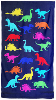 Badlaken dinosaurus print Dino voor kinderen blauw 70 x 140 cm - Strandlakens