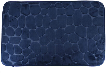 Badmat mat Pebble - microfiber - Memory Foam - donkerblauw - 50 x 80 cm - antislip