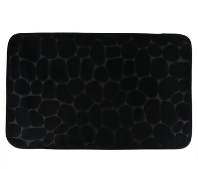 Badmat mat Pebble - microfiber - Memory Foam - zwart - 50 x 80 cm - antislip - badkamer
