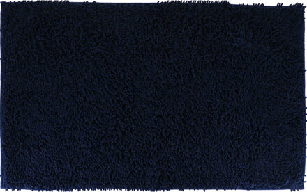 Badmat microfiber - hoogpolig - blauw - 50 x 80 cm - badkamer - antislip