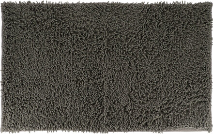 Badmat microfiber - hoogpolig - grijs - 50 x 80 cm - badkamer - antislip