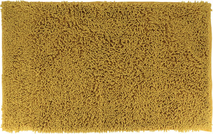 Badmat microfiber - hoogpolig - oker geel - 50 x 80 cm - badkamer - antislip