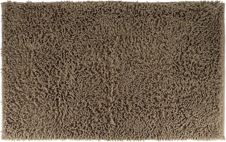 Badmat microfiber - hoogpolig - taupe - 50 x 80 cm - badkamer - antislip
