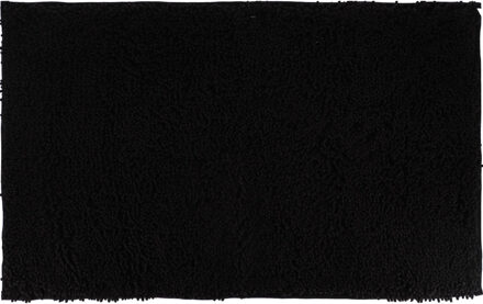 Badmat microfiber - hoogpolig - zwart - 50 x 80 cm - badkamer - antislip