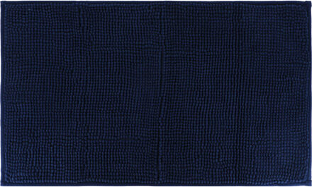 Badmat microfiber - laagpolig - blauw - 45 x 75 cm - absorberend - antislip
