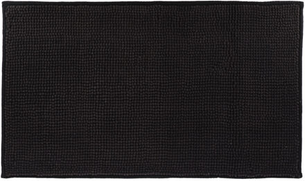 Badmat microfiber - laagpolig - zwart - 45 x 75 cm - absorberend - antislip