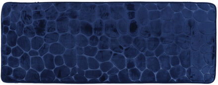 Badmat Pebble - Memory Foam - extra lang - donkerblauw - 45 x 120 cm - antislip