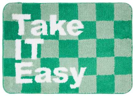 Badmat Take it Easy - groen/wit - 50x70 cm