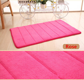Badmatten Water Absorberende Non Slip Douche Mat Tapijt Zachte Absorberende Memory Foam Badmat Antislip Coral Fleece mat Badkamer roos rood