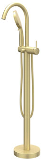 Badmengkraan IVY Bond Vrijstaand Met Draaibare Uitloop Slang 150 cm En 3-Standen Handdouche Geborsteld Mat Goud PVD