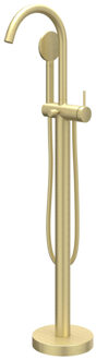 Badmengkraan IVY Bond Vrijstaand Met Draaibare Uitloop Slang 150 cm En Satin Handdouche Geborsteld Mat Goud PVD