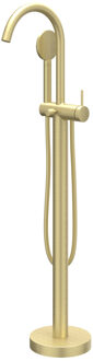 Badmengkraan IVY Bond Vrijstaand Met Draaibare Uitloop Slang 150 cm En Satin Handdouche Geborsteld Mat Goud PVD