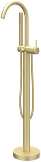 Badmengkraan IVY Bond Vrijstaand Met Draaibare Uitloop Slang 150 cm En Staaf Handdouche Geborsteld Mat Goud PVD