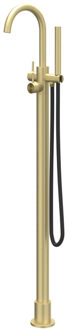 Badmengkraan IVY Concord Vrijstaand Met Draaibare Uitloop Slang 150 cm En Staaf Handdouche Geborsteld Mat Goud PVD Geborsteld RVS316 Mat Goud PVD