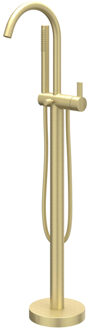 Badmengkraan IVY Pact Vrijstaand Met Draaibare Uitloop Slang 150 cm En Staaf Handdouche Geborsteld Mat Goud PVD