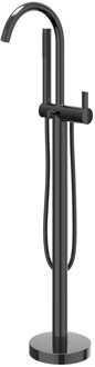 Badmengkraan IVY Pact Vrijstaand Met Draaibare Uitloop Slang 150 cm En Staaf Handdouche Zwart Chroom PVD