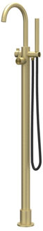 Badmengkraan IVY Tribe Vrijstaand Met Draaibare Uitloop Slang 150 cm En Staaf Handdouche Geborsteld Mat Goud PVD Geborsteld RVS316 Mat Goud PVD