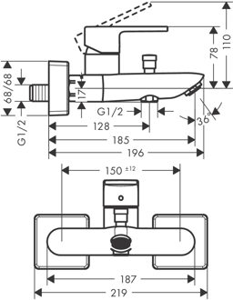 Badmengkraan Opbouw HansGrohe Vernis Shape Eengreeps Met 2 Flow Rates Chroom