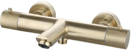 Badmengkraan Opbouw Sanilux Ribb Thermostatisch Rond Met Geribbelde Knop Geborsteld Goud