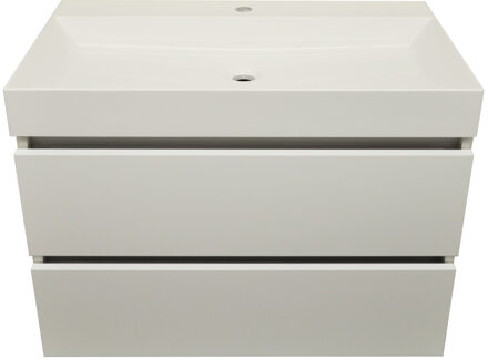 Badmeubel Xellanz Zaro met Kunstmarmer Wastafel 1 Kraangat 80 cm Glans Wit Xellanz