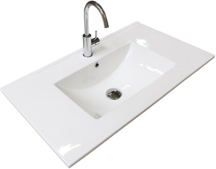 Badmeubelset BWS Salt 100x39cm Greeploos 2 Lades Met Wastafel 1 Kraangat Ice White Wit