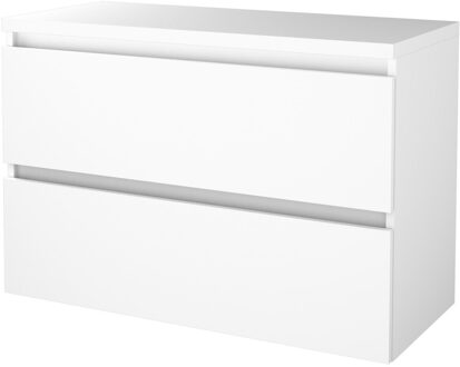 Badmeubelset BWS Salt 100x46cm Greeploos 2 Lades Met Afdekplaat Ice White Wit