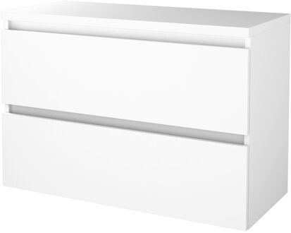 Badmeubelset BWS Salt 100x46cm Greeploos 2 Lades Met Afdekplaat Ice White Wit