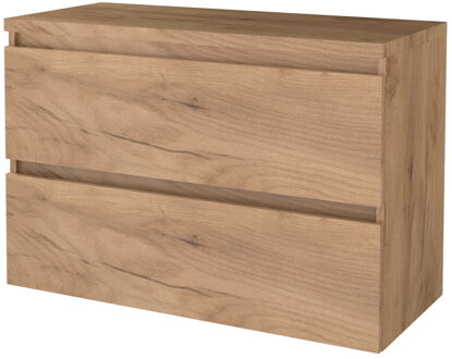 Badmeubelset BWS Salt 100x46cm Greeploos 2 Lades Met Afdekplaat Whisky Oak Bruin