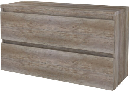 Badmeubelset BWS Salt 120x46cm Greeploos 2 Lades Met Afdekplaat Scotch Oak Bruin