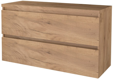 Badmeubelset BWS Salt 120x46cm Greeploos 2 Lades Met Afdekplaat Whisky Oak Bruin