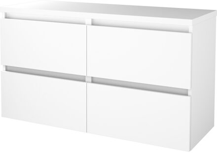 Badmeubelset BWS Salt 120x46cm Greeploos 4 Lades Met Afdekplaat Ice White Wit