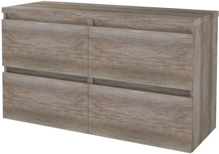 Badmeubelset BWS Salt 120x46cm Greeploos 4 Lades Met Afdekplaat Scotch Oak Bruin