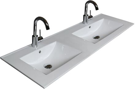 Badmeubelset BWS Salt 120x46cm Greeploos 4 Lades Met Wastafel 2 Kraangaten Ice White Wit