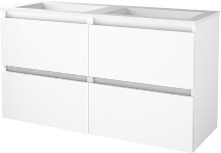 Badmeubelset BWS Salt 120x46cm Greeploos 4 Lades Met Wastafel Acryl Ice White Wit