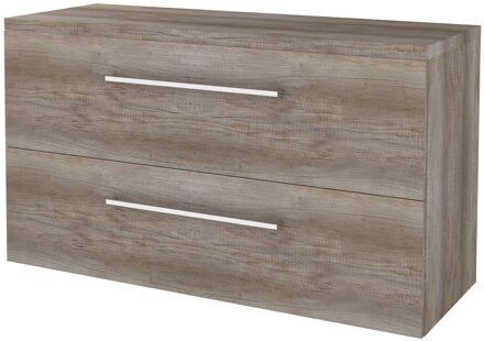 Badmeubelset BWS Salt 120x46cm Met Grepen 2 Lades Met Afdekplaat Scotch Oak Bruin