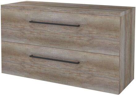 Badmeubelset BWS Salt 120x46cm Met Grepen 2 Lades Met Afdekplaat Scotch Oak Bruin