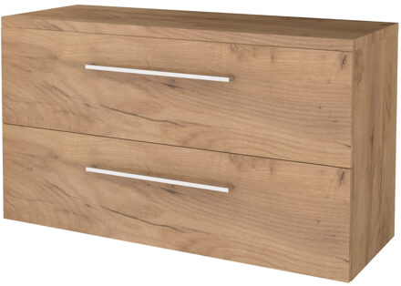 Badmeubelset BWS Salt 120x46cm Met Grepen 2 Lades Met Afdekplaat Whisky Oak Bruin