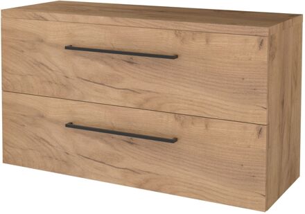 Badmeubelset BWS Salt 120x46cm Met Grepen 2 Lades Met Afdekplaat Whisky Oak Bruin