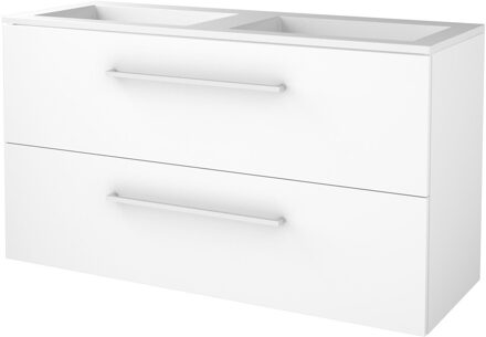 Badmeubelset BWS Salt 120x46cm Met Grepen 2 Lades Met Wastafel Ice White Wit