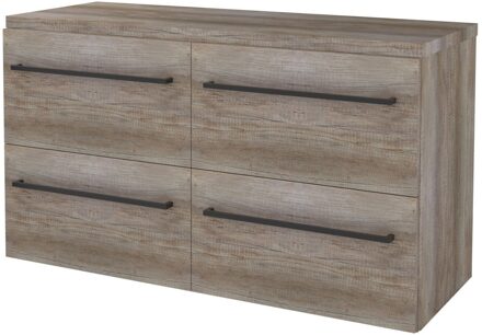 Badmeubelset BWS Salt 120x46cm Met Grepen 4 Lades Met Afdekplaat Scotch Oak Bruin