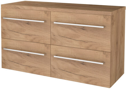 Badmeubelset BWS Salt 120x46cm Met Grepen 4 Lades Met Afdekplaat Whisky Oak Bruin