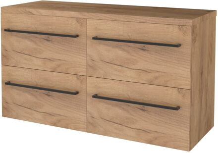 Badmeubelset BWS Salt 120x46cm Met Grepen 4 Lades Met Afdekplaat Whisky Oak Bruin