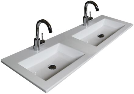 Badmeubelset BWS Salt 120x46cm Met Grepen 4 Lades Met Wastafel 2 Kraangaten Ice White Wit