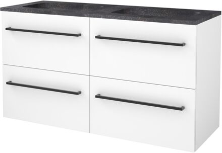 Badmeubelset BWS Salt 120x46cm Met Grepen 4 Lades Met Wastafel Hardsteen Ice White Wit